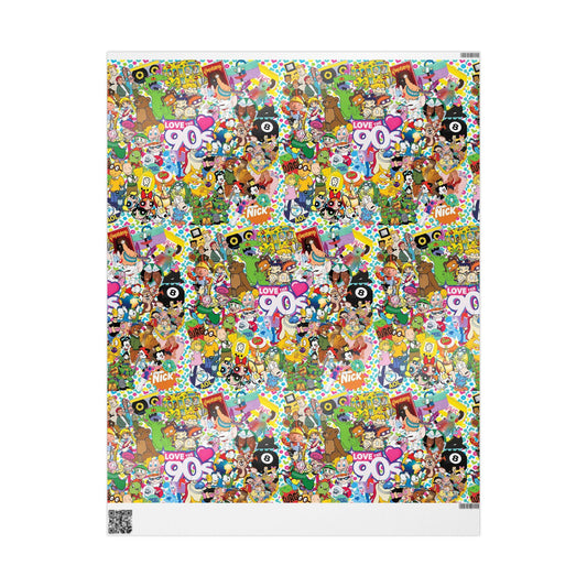 90's Wrapping Papers, Nostalgic Custom Gift Wrap, High-Quality Fine Art Paper, Matte or Glossy Finish, 3 Sizes Available