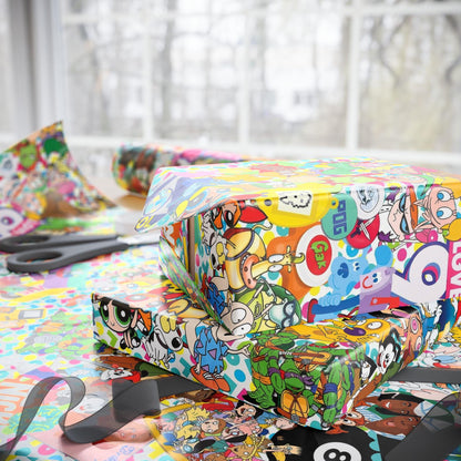 90's Wrapping Papers, Nostalgic Custom Gift Wrap, High-Quality Fine Art Paper, Matte or Glossy Finish, 3 Sizes Available