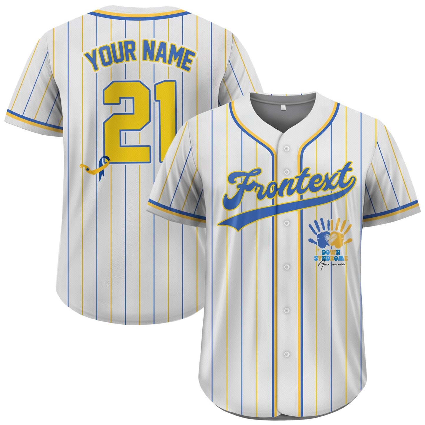 Personalized Name World Down Syndrome Awareness Baseball Jersey, Custom Color World Down Syndrome Day Jersey, Down Syndrome Awareness Gift