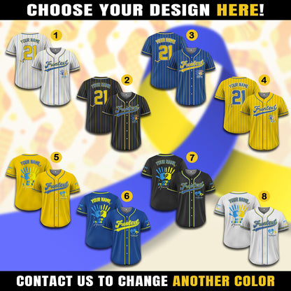 Personalized Name World Down Syndrome Awareness Baseball Jersey, Custom Color World Down Syndrome Day Jersey, Down Syndrome Awareness Gift