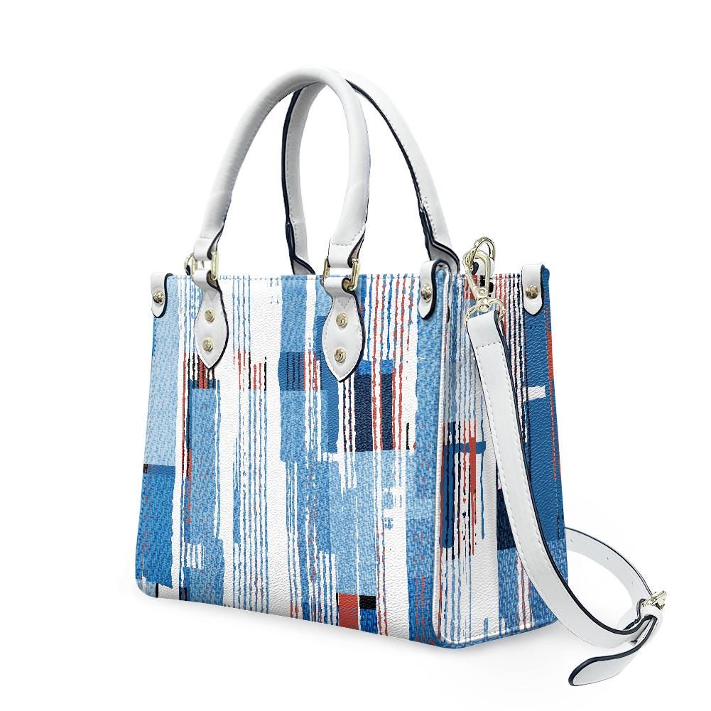 Ladies PU handbag With Blue Stripes, PU Handbag, Women's Shoulder Bag, Shoulder Bag, Ladies Work Bag, Elegant Handbag, Versatile Bag
