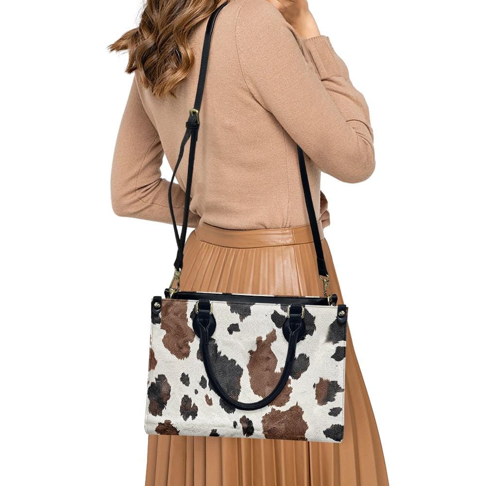Ladies PU handbag With Cowhide Print, PU Handbag, Women's Shoulder Bag, Shoulder Bag, Ladies Work Bag, Elegant Handbag, Versatile Bag