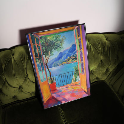 Open Window Henri Matisse Print, Henri Matisse Style Fauvism Painting, Modern Exhibition Print, Patio Doors Italy Mediterranean, Lake Como