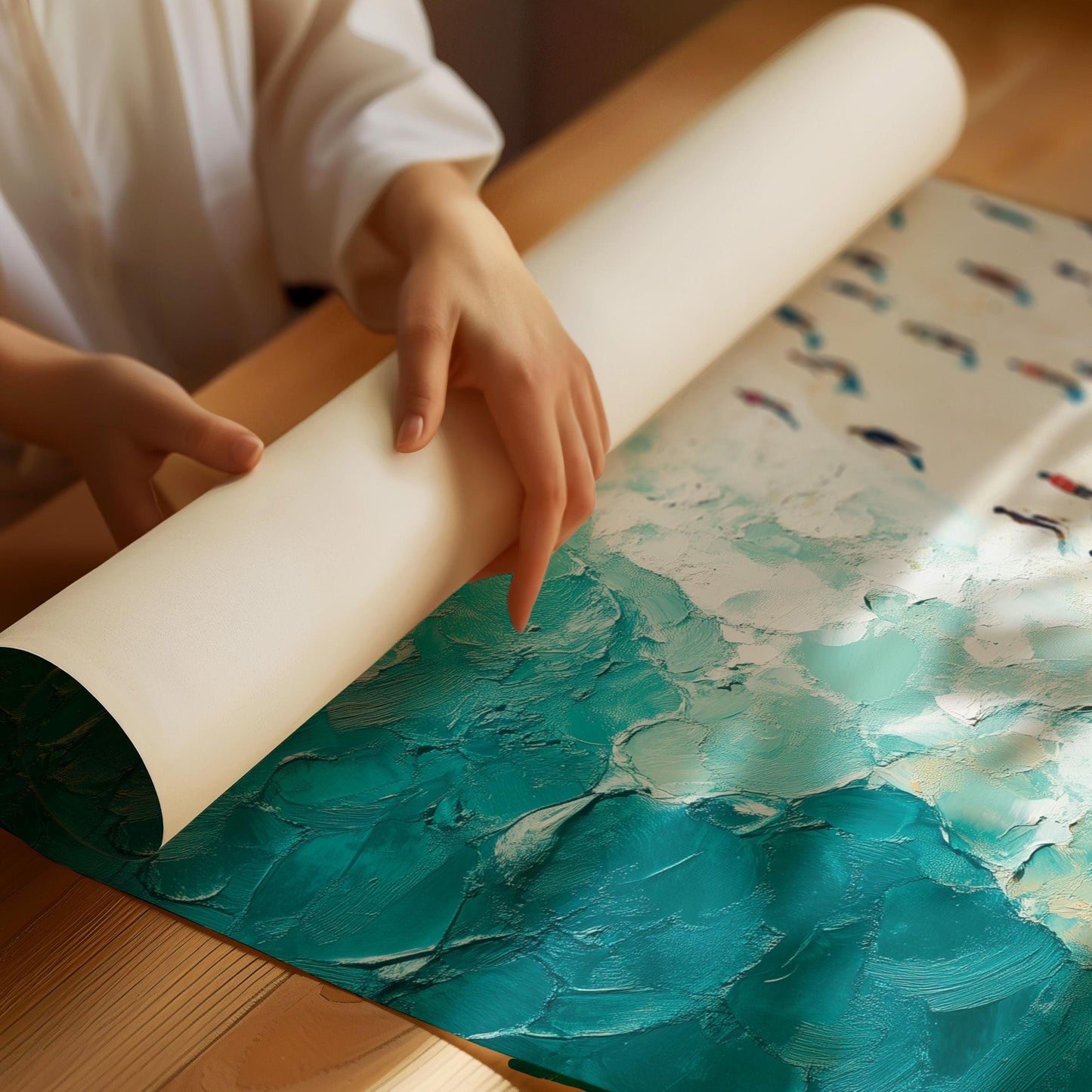 People Swimming in the Ocean Print, Summer wall decor Poster print, Beach House Home Decor, Modern  Wall Art Decor, Gift Idea