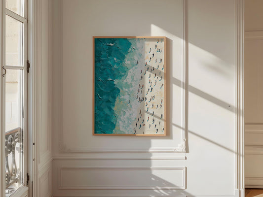 People Swimming in the Ocean Print, Summer wall decor Poster print, Beach House Home Decor, Modern  Wall Art Decor, Gift Idea