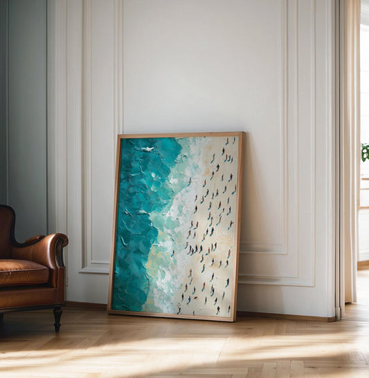 People Swimming in the Ocean Print, Summer wall decor Poster print, Beach House Home Decor, Modern  Wall Art Decor, Gift Idea