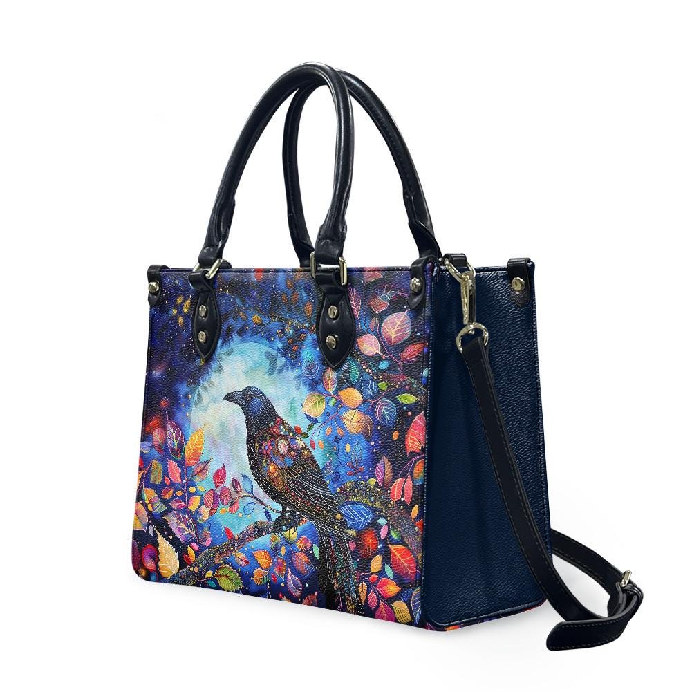 Ladies PU handbag With a Mystical Crow, PU Handbag, Women's Shoulder Bag, Shoulder Bag, Ladies Work Bag, Elegant Handbag, Versatile Bag