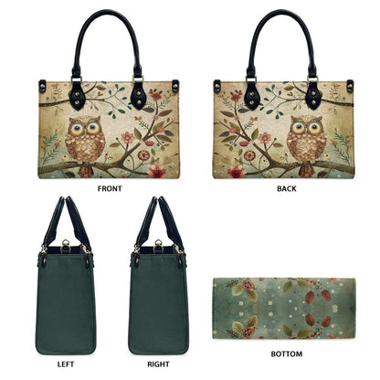 Ladies PU handbag Owl sitting on a tree, PU Handbag, Women's Shoulder Bag, Shoulder Bag, Ladies Work Bag, Elegant Handbag, Versatile Bag
