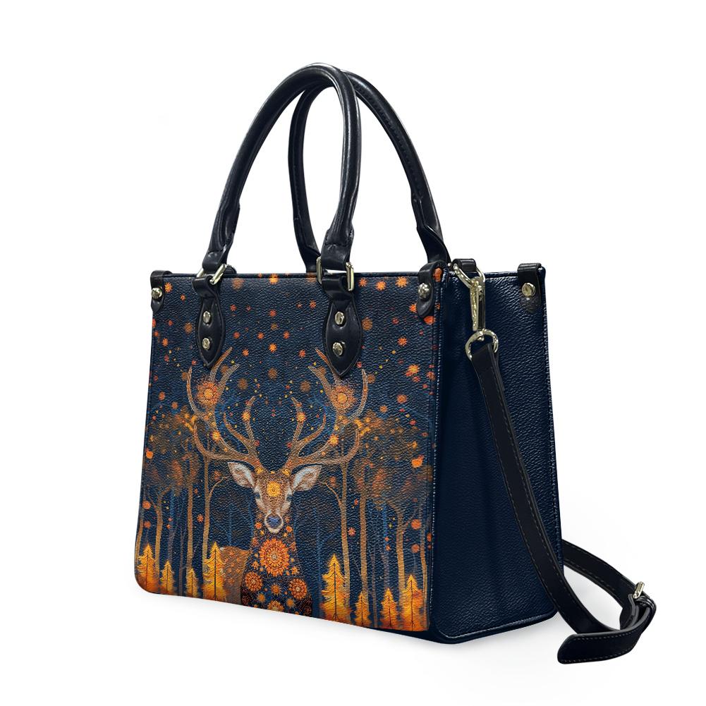 Ladies PU handbag With Magical Deer in a forest, Women's Shoulder Bag, Everyday handbag, Ladies Work Bag, Elegant Handbag, Versatile Bag