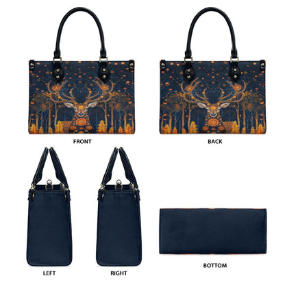 Ladies PU handbag With Magical Deer in a forest, Women's Shoulder Bag, Everyday handbag, Ladies Work Bag, Elegant Handbag, Versatile Bag