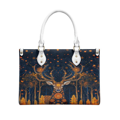 Ladies PU handbag With Magical Deer in a forest, Women's Shoulder Bag, Everyday handbag, Ladies Work Bag, Elegant Handbag, Versatile Bag