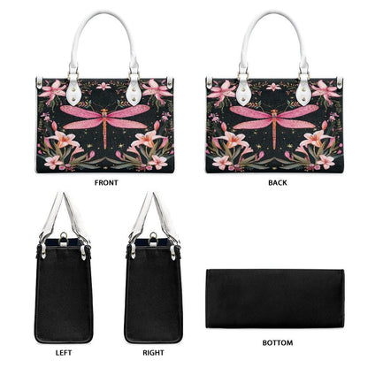 Ladies PU handbag With a Pink Dragonfly, Women's Shoulder Bag, Everyday handbag, Ladies Work Bag, Elegant Handbag, Versatile Bag