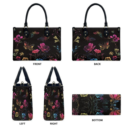 Ladies PU handbag With Colorful Batterflies, Women's Shoulder Bag, Everyday handbag, Ladies Work Bag, Elegant Handbag, Versatile Bag
