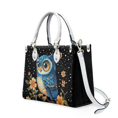 Ladies PU handbag With a Blue Owl, Women's Shoulder Bag, Everyday handbag, Ladies Work Bag, Elegant Handbag, Versatile Bag