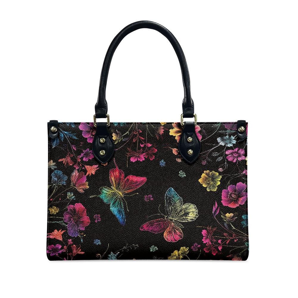 Ladies PU handbag With Colourful Butterflies, PU Handbag, Women's Shoulder Bag, Shoulder Bag, Ladies Work Bag, Elegant Handbag,Versatile Bag