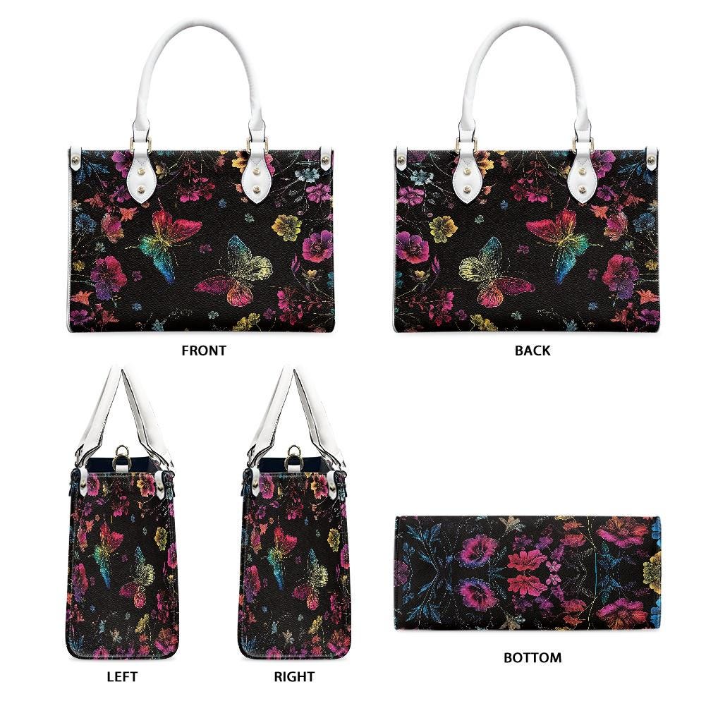 Ladies PU handbag With Colourful Butterflies, PU Handbag, Women's Shoulder Bag, Shoulder Bag, Ladies Work Bag, Elegant Handbag,Versatile Bag