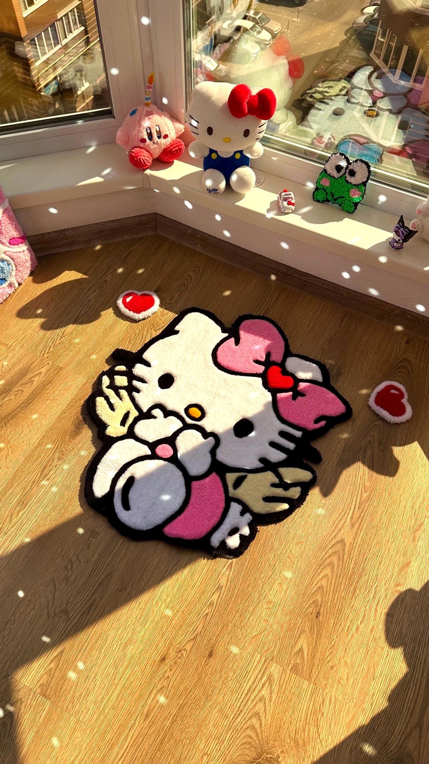 Angel Pink Tufting Rug – Custom Tufted Fluffy Carpet, Handmade Decor for Girls Room, Kawaii Cloud Rug, Cute Gift Idea for Her