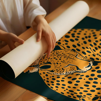 Cheetah Print, Emerald Green Leopard Print, Dopamine Decor, Retro Poster, Green Leopard Print, Jungle Poster, Funky Wall Art, Apartment Art