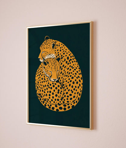 Cheetah Print, Emerald Green Leopard Print, Dopamine Decor, Retro Poster, Green Leopard Print, Jungle Poster, Funky Wall Art, Apartment Art