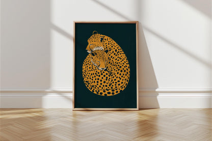 Cheetah Print, Emerald Green Leopard Print, Dopamine Decor, Retro Poster, Green Leopard Print, Jungle Poster, Funky Wall Art, Apartment Art