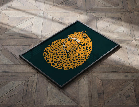 Cheetah Print, Emerald Green Leopard Print, Dopamine Decor, Retro Poster, Green Leopard Print, Jungle Poster, Funky Wall Art, Apartment Art