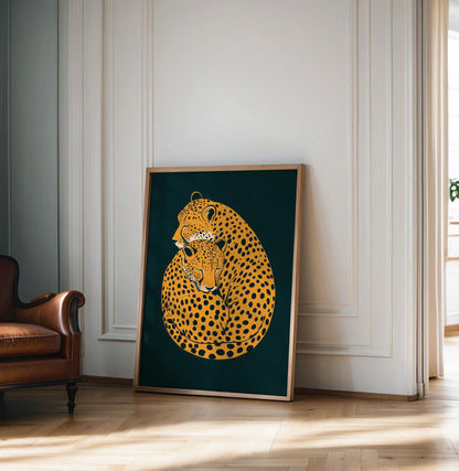Cheetah Print, Emerald Green Leopard Print, Dopamine Decor, Retro Poster, Green Leopard Print, Jungle Poster, Funky Wall Art, Apartment Art