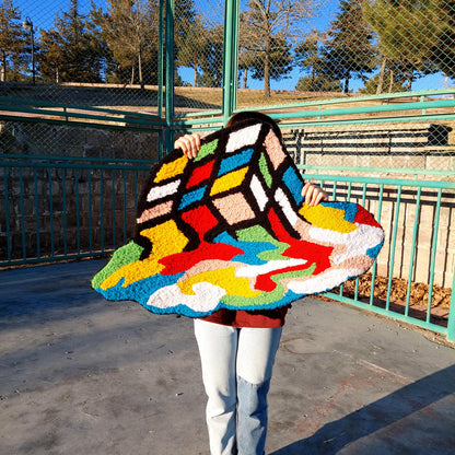 Rubik's Cube Rug,Game Decor,Irregular Rug,Handmade Gift,Colorful Rug,Cool Rugs,Game Rug,Tufted Rug,Handmade Rug,Custom Rug,Area Rug