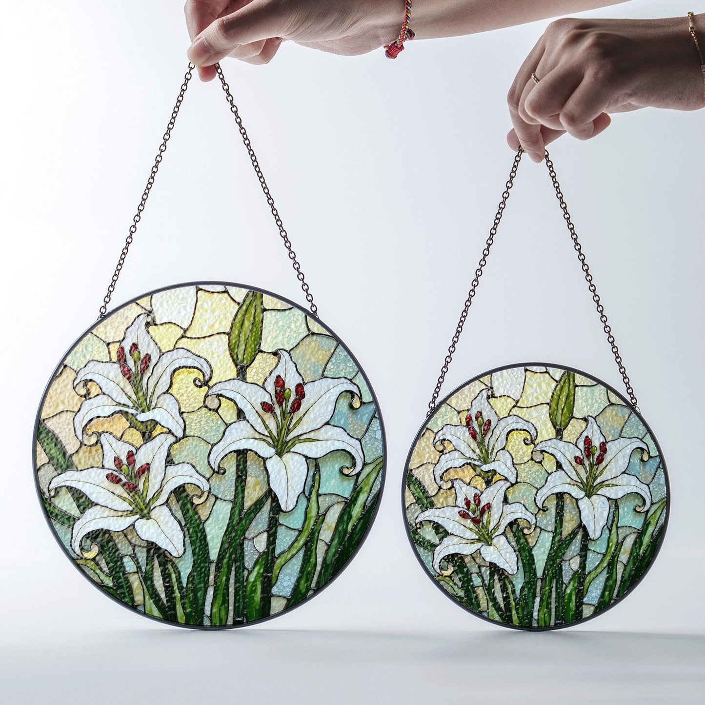 Stained Glass Lily Suncatcher Elegant White Lily Design Gift for Nature Lovers