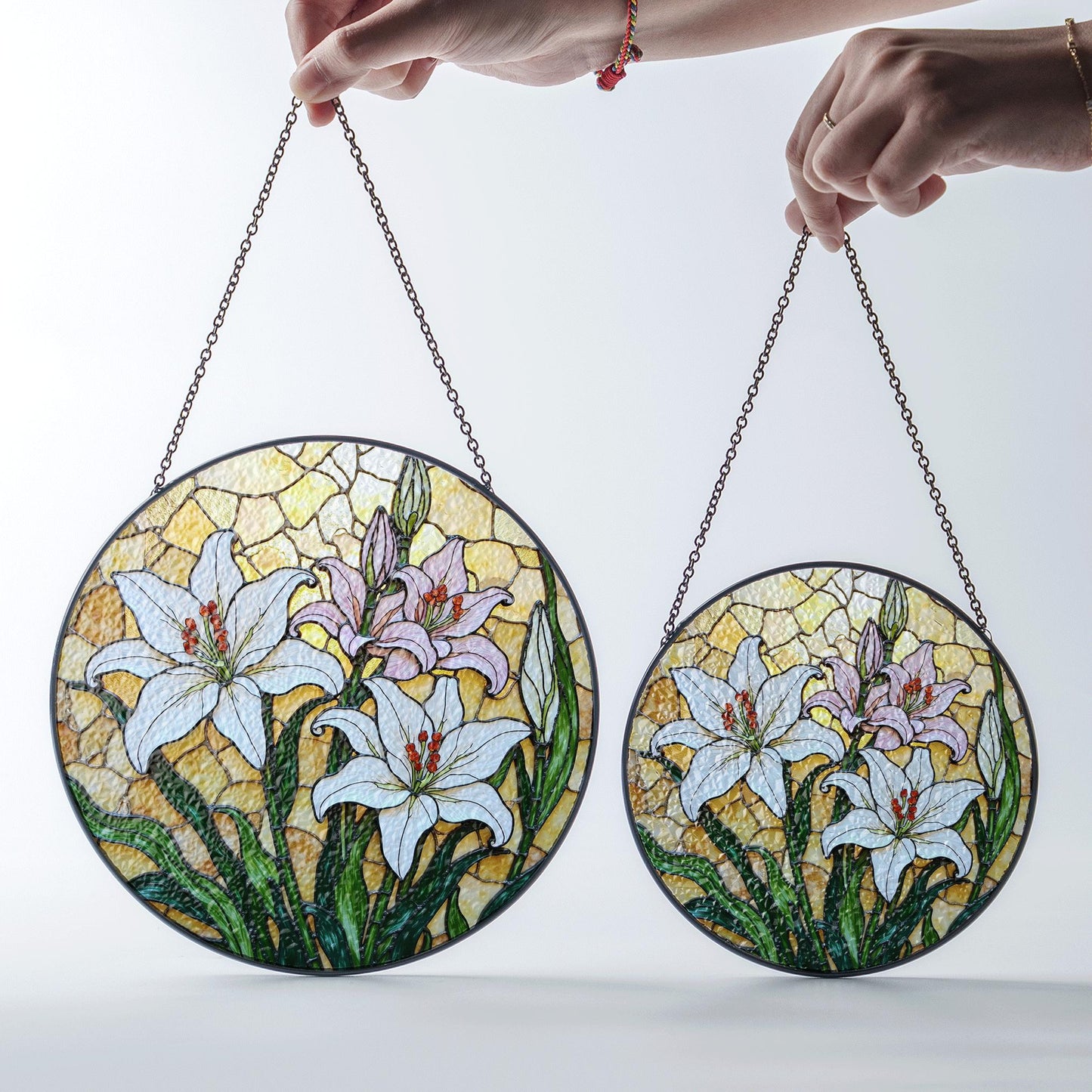 White Lily Stained Glass Suncatcher Window Decor Floral Art Gift for Her