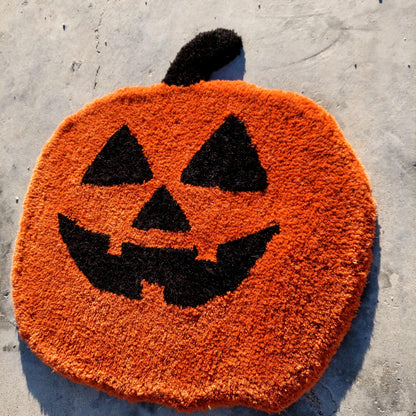 Pumpkin Tufted Rug,Fear Rug,Halloween Pumpkin Tufted Rug,Custom Rug,Handmade Rug,Area Rug,Orange Rug,Pumpkin Decor,Autumn Decor, Round Rug