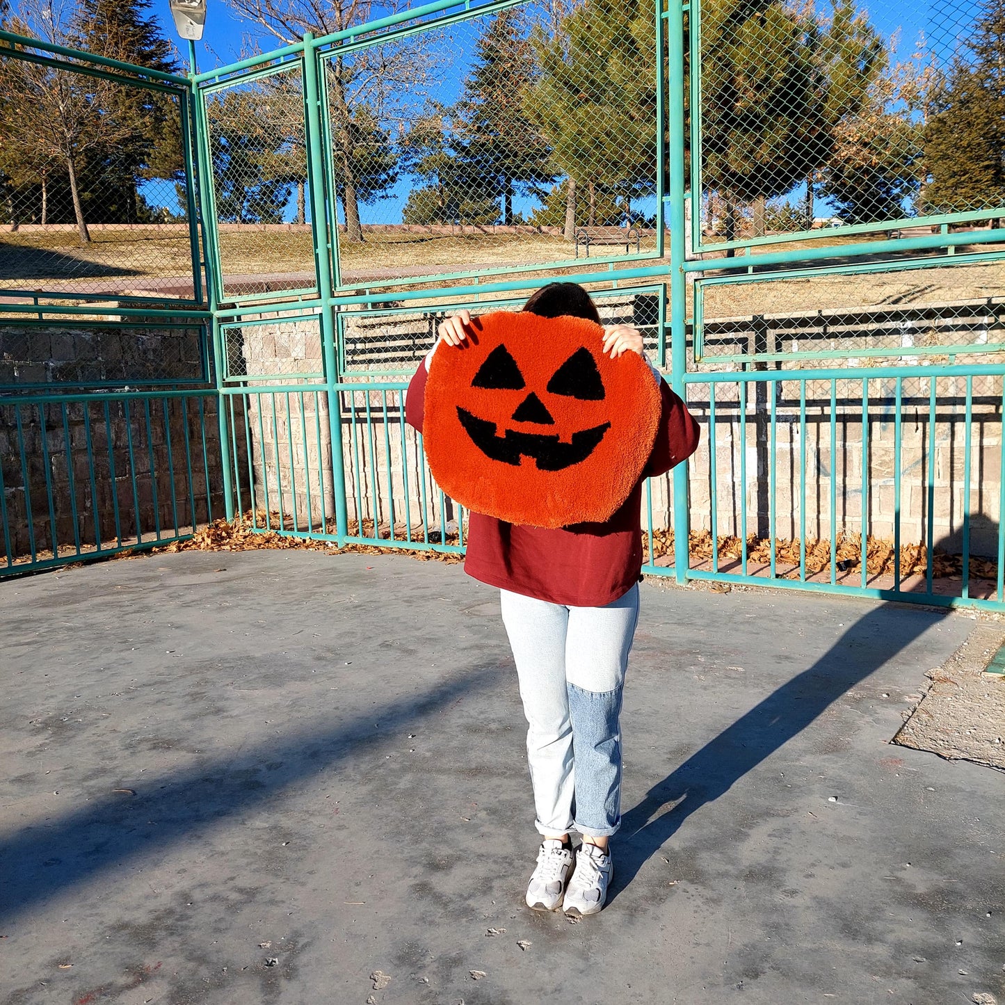 Pumpkin Tufted Rug,Fear Rug,Halloween Pumpkin Tufted Rug,Custom Rug,Handmade Rug,Area Rug,Orange Rug,Pumpkin Decor,Autumn Decor, Round Rug