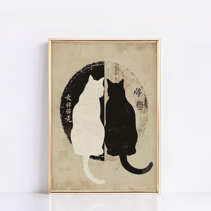 Japanese Cats lovers Poster, Japanese cats art print, Cat Lovers Gift, Japanese VIntage Wall Art, Animal wall art ptint, Gift Idea for her