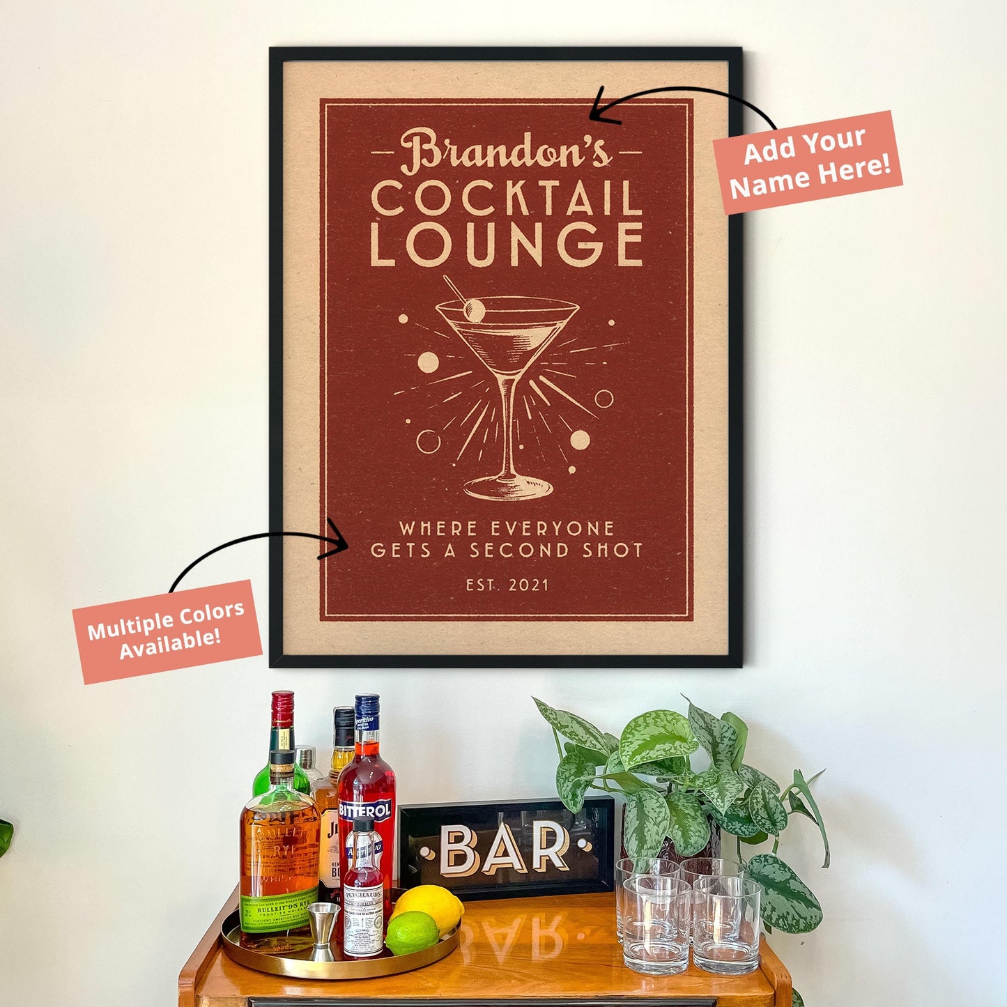 Martini Print, Cocktail Poster, Speakeasy Bar Cart Decor | Bar Cart Prints | Martini Art, Cocktail Wall Art