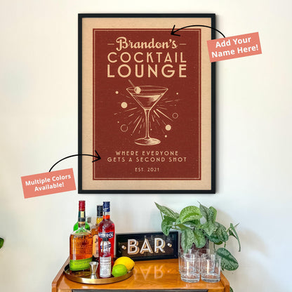 Martini Print, Cocktail Poster, Speakeasy Bar Cart Decor | Bar Cart Prints | Martini Art, Cocktail Wall Art