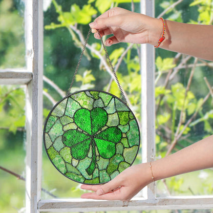 Green Four Leaf Clover Stained Glass Suncatcher Window Decoration Unique Gift for St Patrick's Day