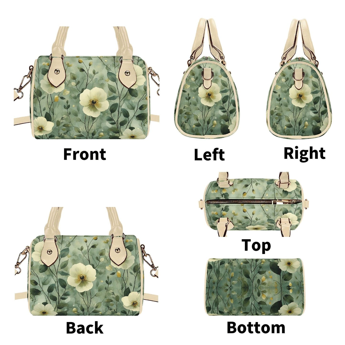 Sage Garden Grace Mini Handbag | Leather Boston Bag | Top Handle Shoulder Bag | Unique Gift | Mini Boston Bag