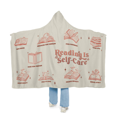 Reading is Self Care Hooded Blanket | Reading Hooded Blanket | Wearable Blanket | Hoodie Blanket | Snuggle Blanket | Sherpa Blanket
