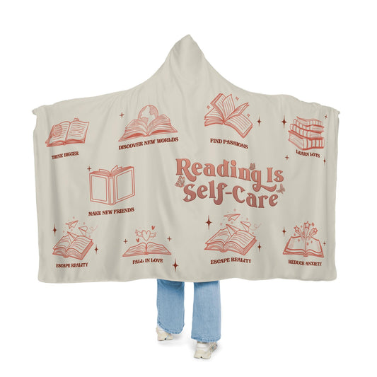 Reading is Self Care Hooded Blanket | Reading Hooded Blanket | Wearable Blanket | Hoodie Blanket | Snuggle Blanket | Sherpa Blanket