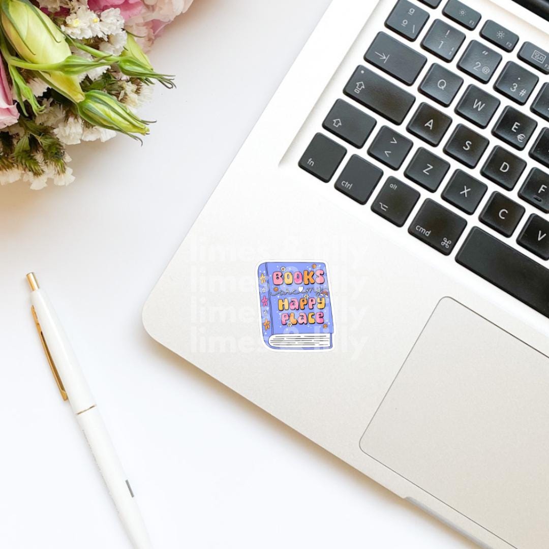 Books are My Happy Place Vinyl Sticker | Kindle Stickers | Bookish Stickers | Cute Stickers | Trendy Stickers