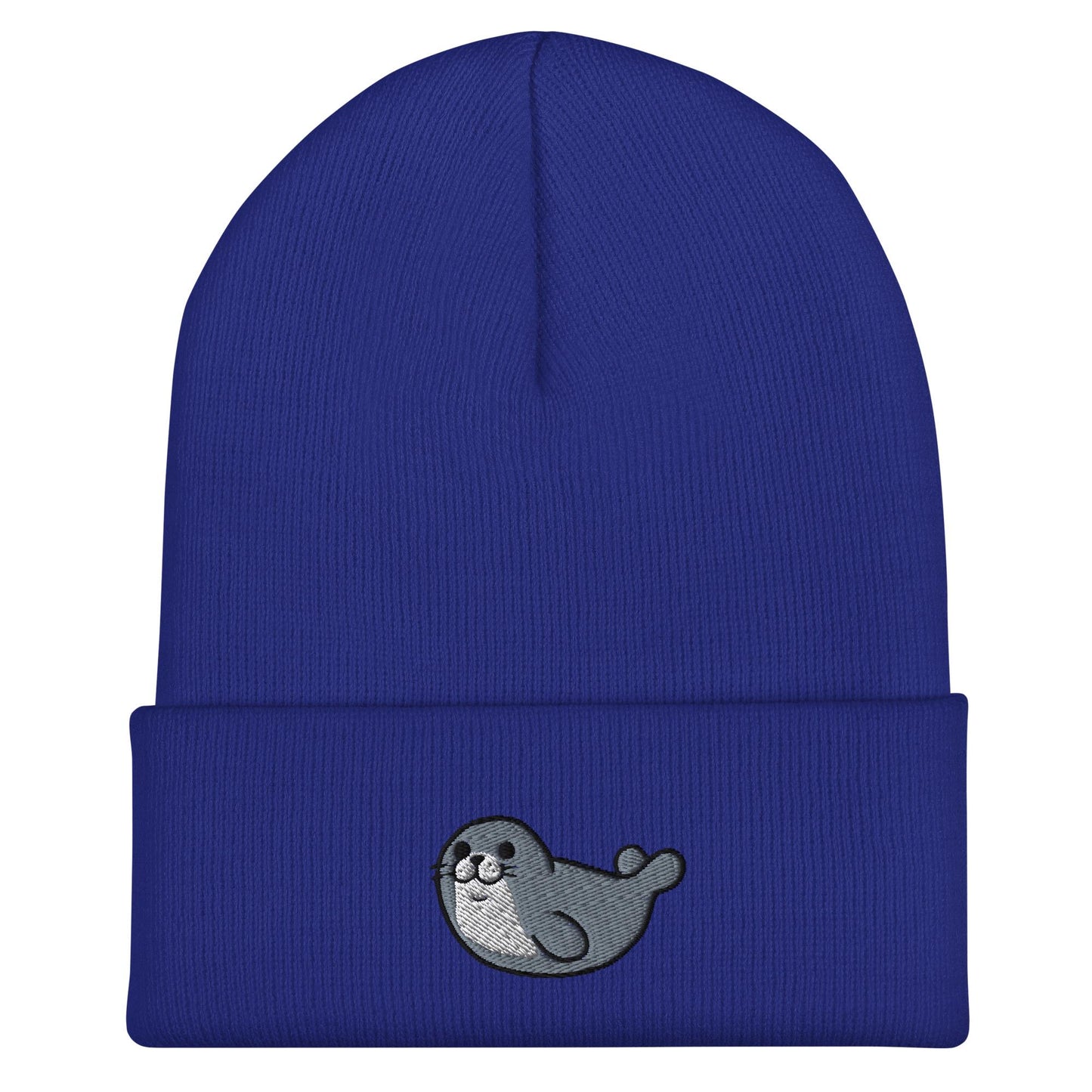 Seal Beanie, Handmade Cuffed Knit Unisex Slouchy Adult Winter Hat Cap Gift, Kawaii