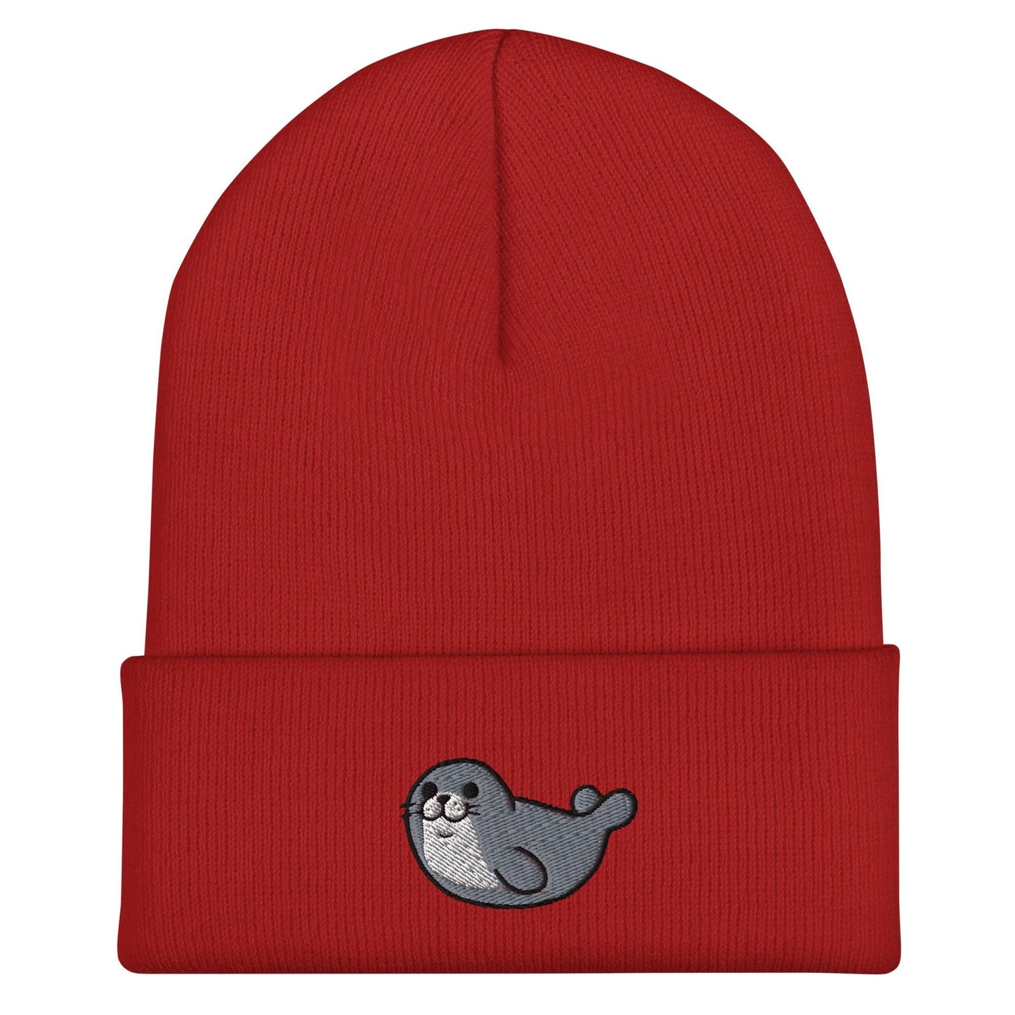 Seal Beanie, Handmade Cuffed Knit Unisex Slouchy Adult Winter Hat Cap Gift, Kawaii