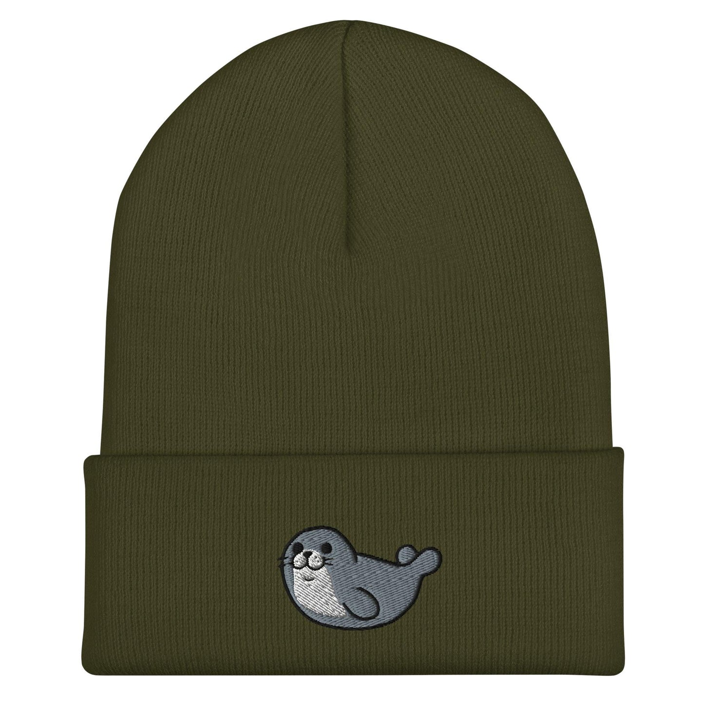 Seal Beanie, Handmade Cuffed Knit Unisex Slouchy Adult Winter Hat Cap Gift, Kawaii