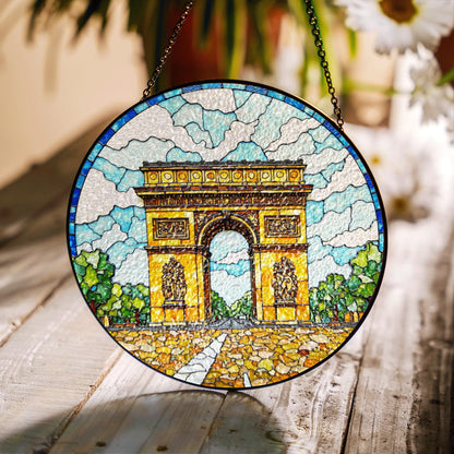 Stained Glass Arc de Triomphe Suncatcher Window Hanging Gift for Travelers