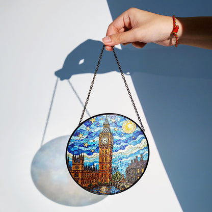 Big Ben Stained Glass Suncatcher Starry Night London Skyline Gift for Her