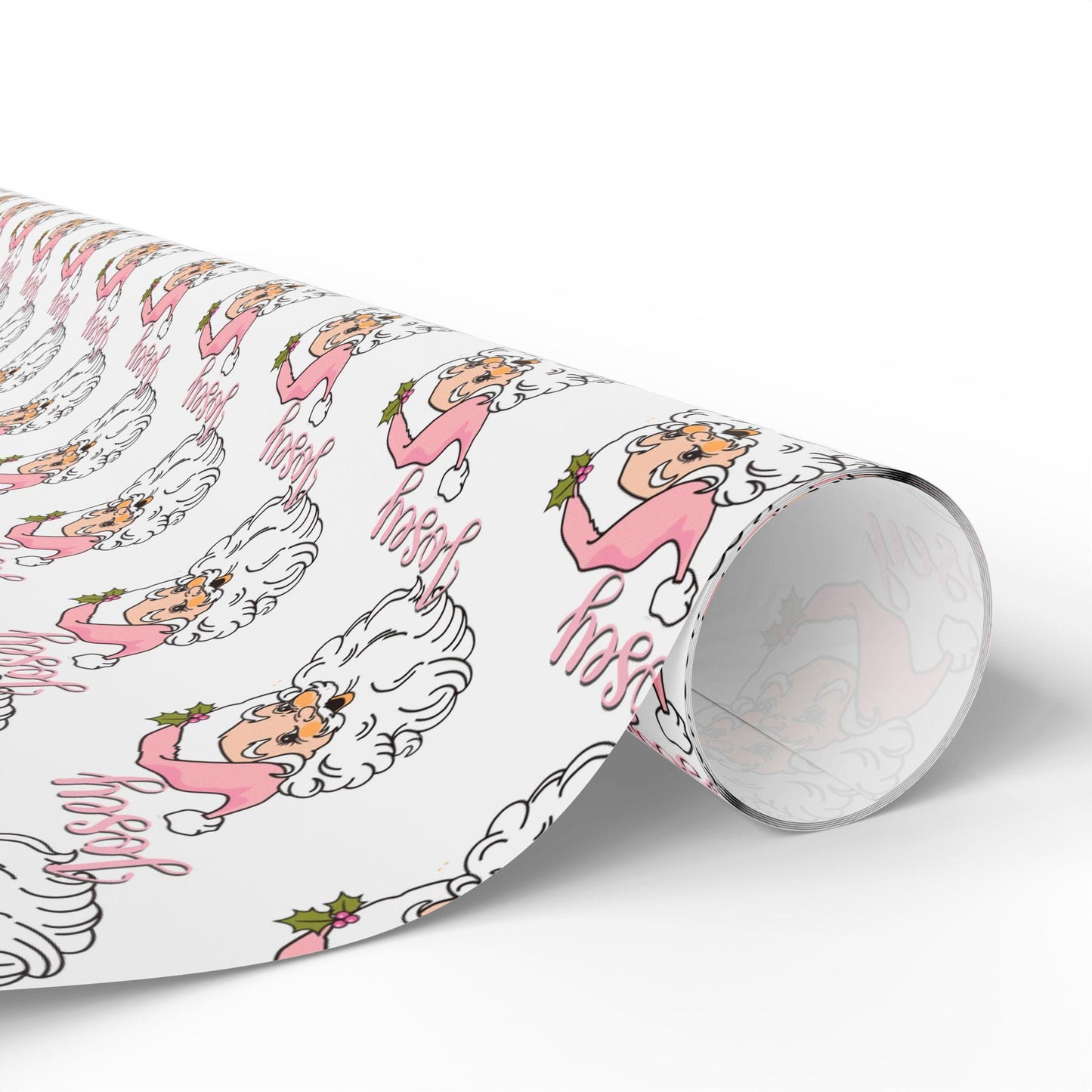 Pink Santa Personalizable Wrapping Paper - Girls Holiday Gift Wrap