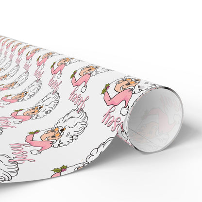 Pink Santa Personalizable Wrapping Paper - Girls Holiday Gift Wrap