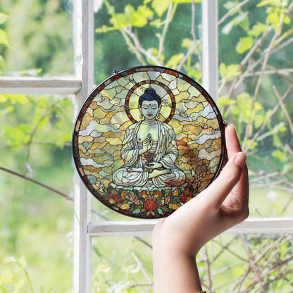 Buddha Stained Glass Suncatcher Sun Catcher Gift for Meditation Lovers