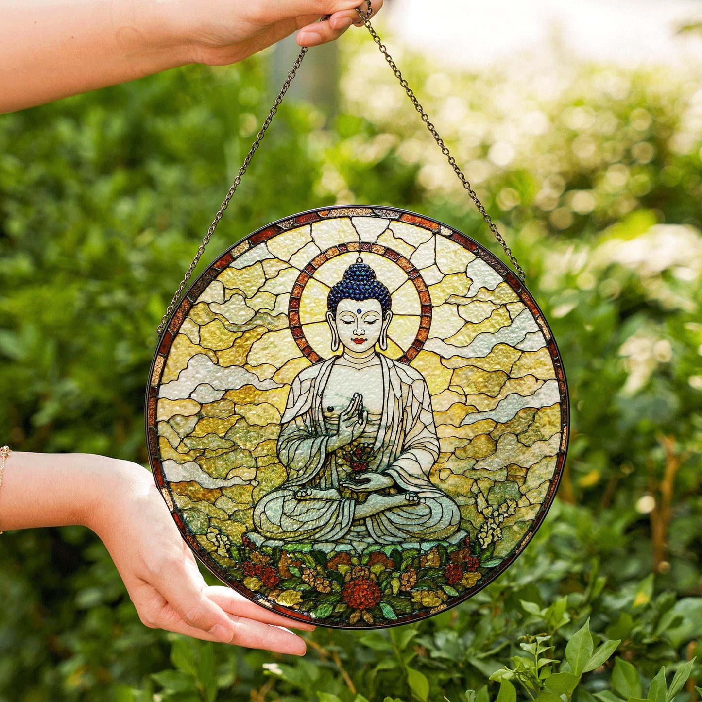 Buddha Stained Glass Suncatcher Sun Catcher Gift for Meditation Lovers