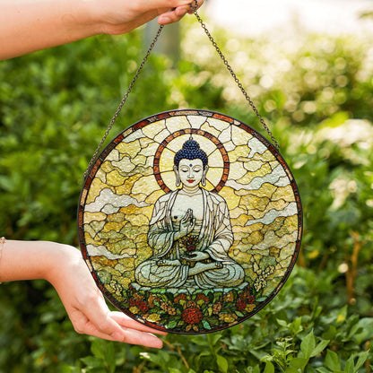 Buddha Stained Glass Suncatcher Sun Catcher Gift for Meditation Lovers