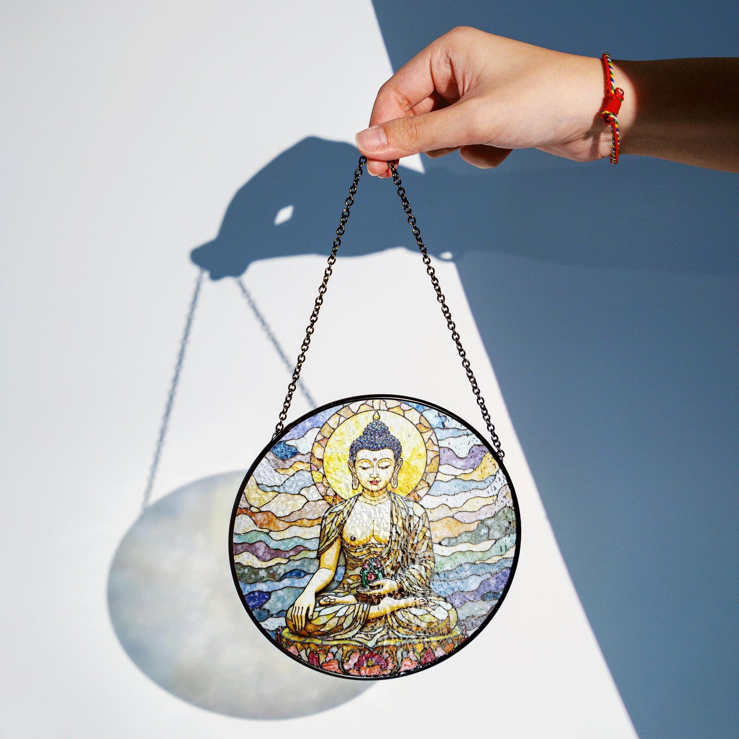 Stained Glass Buddha Suncatcher Sun Catcher Window Decoration Spiritual Gift for Meditation Lovers